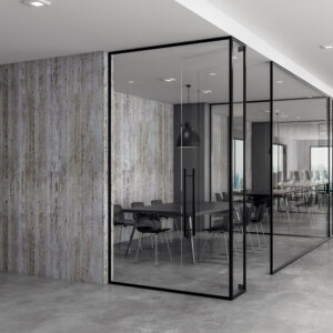 Feste Trennwand mit T&uuml;r - Testprodukt 10,76 mm VSG (Kopie)